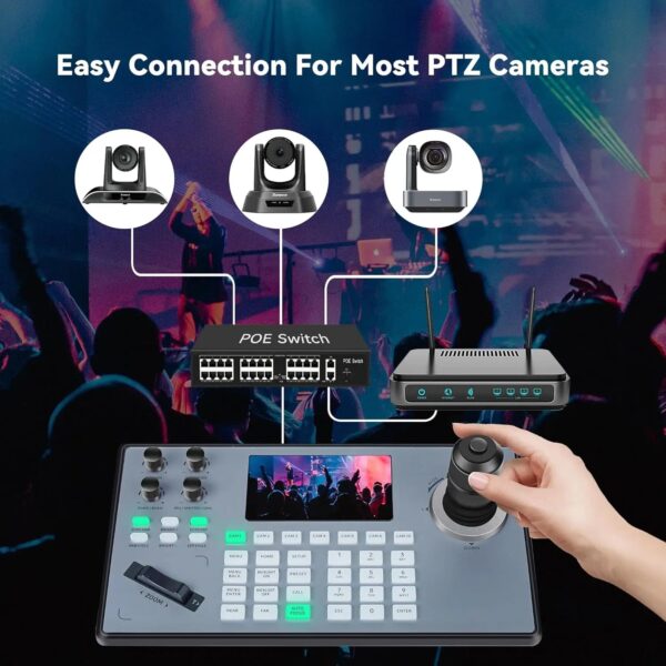 PTZ Camera Controller with 5 Inch Screen NDI supported - Image 3