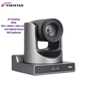 Vikistar AI Tracking PTZ Camera SDI+HDMI+USB+LAN 4K60, 12X Optic Zoom Lens, NDI Optional