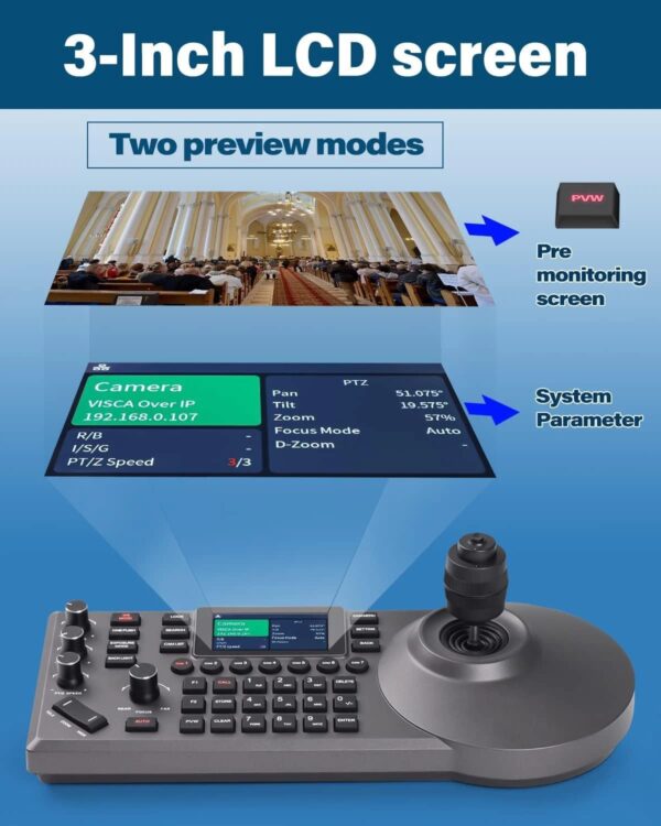 PTZ Camera Controller with 3 Inch Screen, NDI Optional - Image 4
